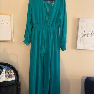 bebe Teal Long Sleeve Dress